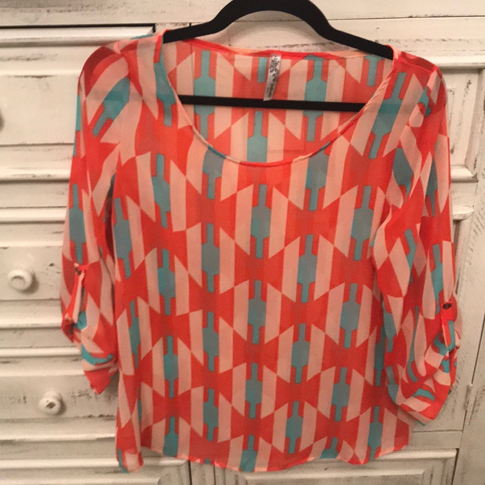 Yahada top blouse flowy fun colors size medium